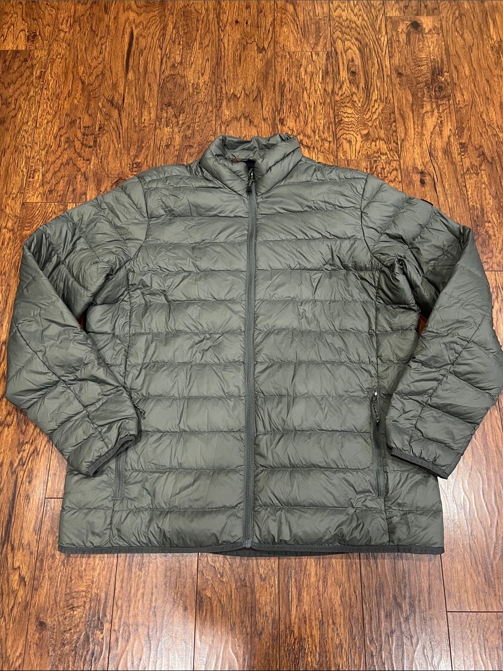 Eddie Bauer Olive Green Lightweight 650 Down Puffer Jacket Packable Mens L